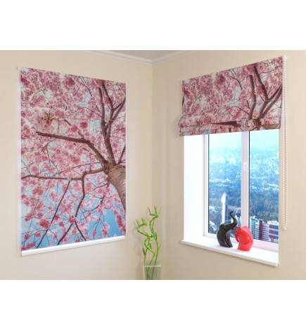 Roman blind - with a flowering tree - BLACKOUT