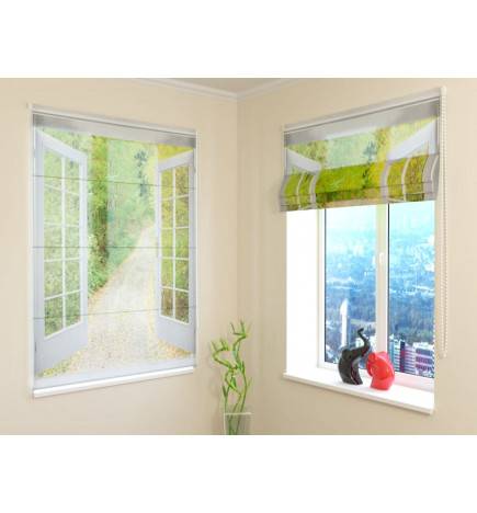 Roman blind - with the window on the forest