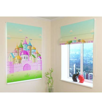 Roman blind - with a pink castle - BLACKOUT