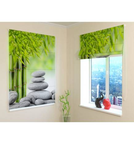 Roman blind - with stones and bamboo - FIREPROOF