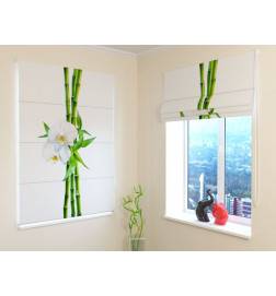 Roman blind - with a flower and bamboo - BLACKOUT