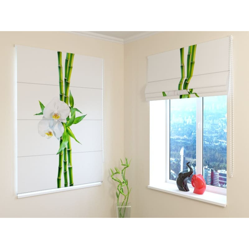 68,50 € Roman blind - with a flower and bamboo - BLACKOUT