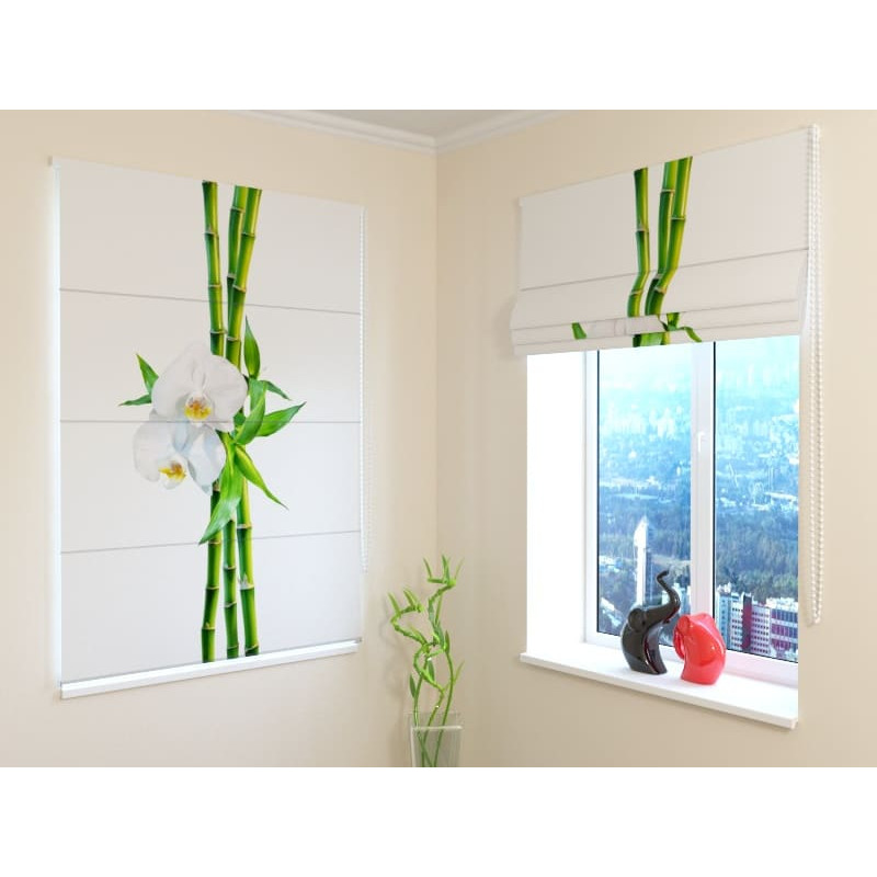 68,50 € Roman blind - with a flower and bamboo - BLACKOUT 68,50 € Roman blind - with a flower and bamboo - BLACKOUT