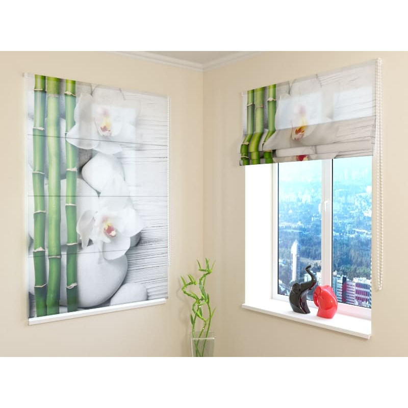 68,00 € Raffrollo – Blumenmuster mit Bambus – ARREDALACASA