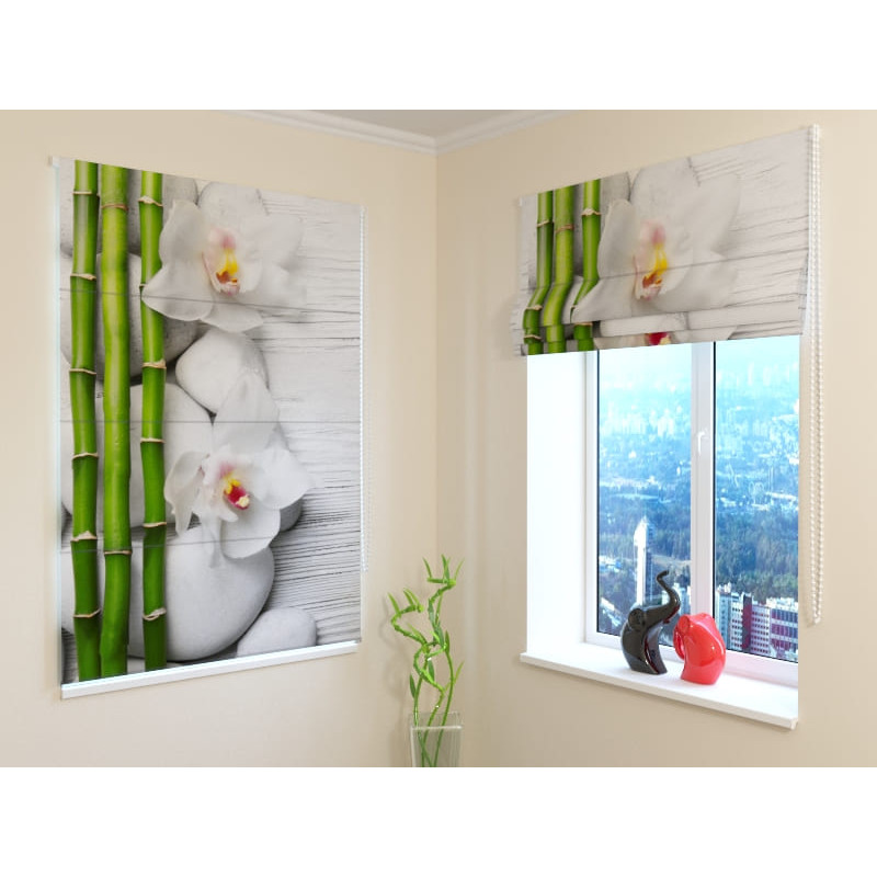 92,99 € Roman blind - floral with bamboo - FIRE RETARDANT