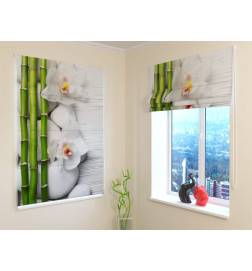 Roman blind - floral with bamboo - BLACKOUT