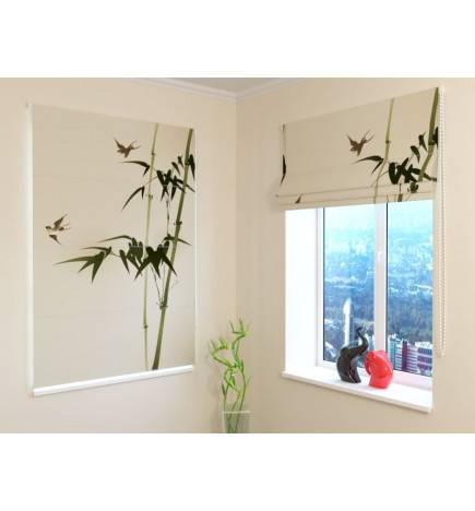 Package curtain - with birds and bamboo - fireproof