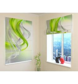 Roman blind - abstract and green - FIREPROOF