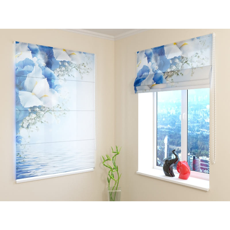68,00 € Roman blind - with iris flowers on the lake