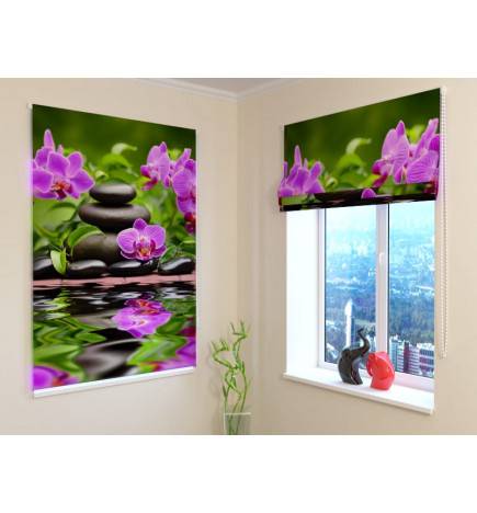 Roman blind - orchids and stones on the lake - FIREPROOF