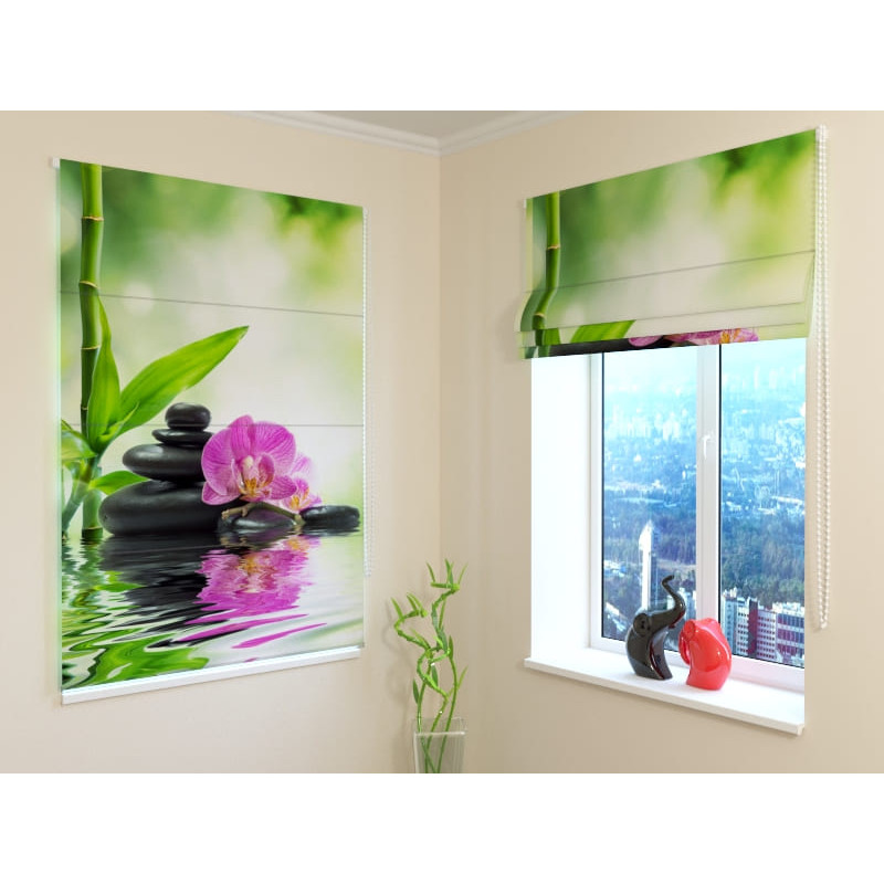 92,99 € Vouwgordijn - bloemen in de vijver - VUURPROOF