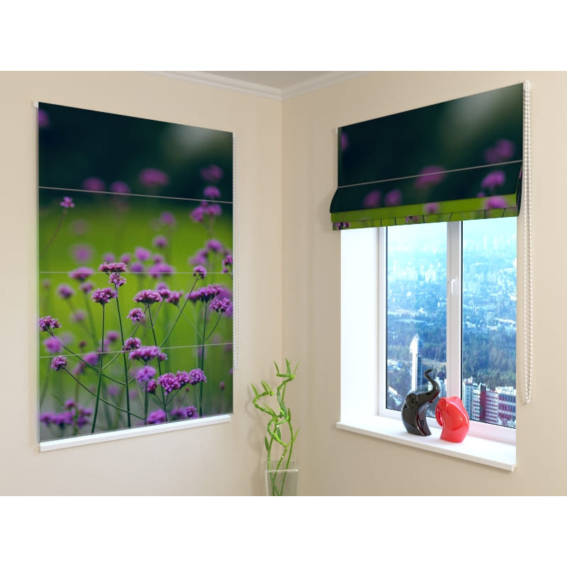 68,50 € Roman blind - with a meadow of purple flowers - BLACKOUT