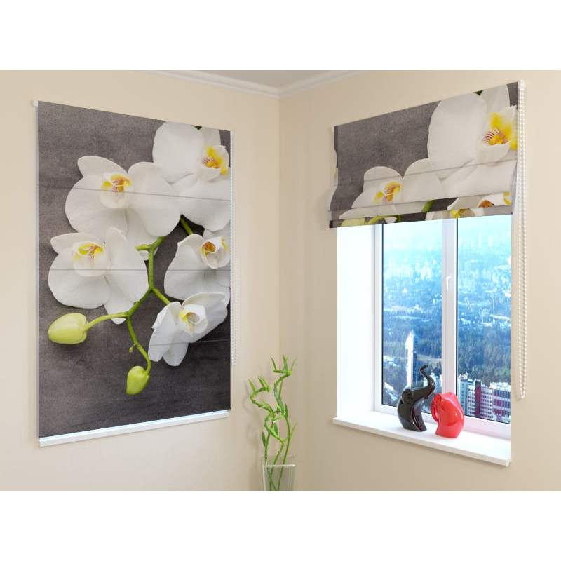 92,99 € Raffrollo – weiße Blumen an der Wand – FEUERFEST