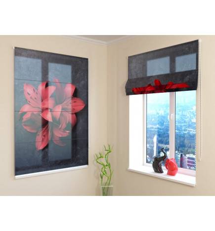 68,00 € Roman blind - with the red flowers on the wall