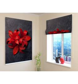 Roman blind - with red flowers on the wall - FIREPROOF