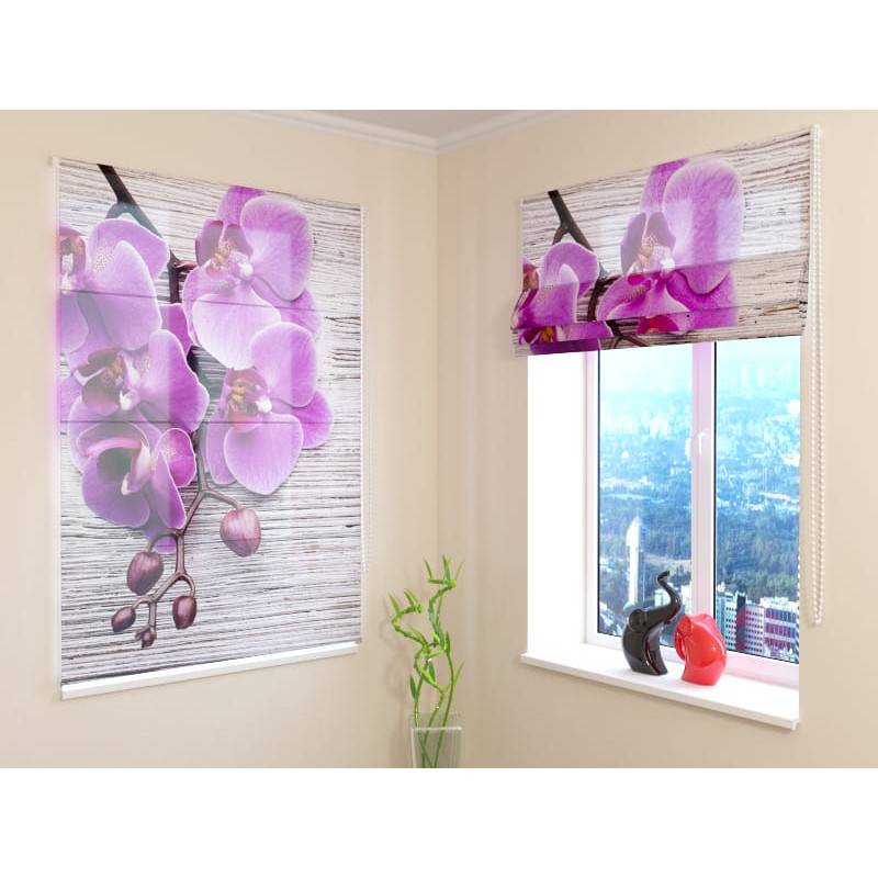 68,00 € Roman blind - with wood and purple flowers