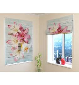 Roman blind - with lilies on the wood - FIREPROOF