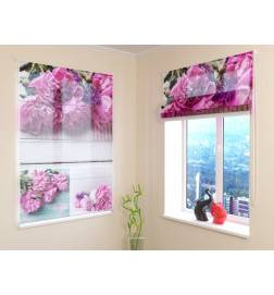 Roman blind - with wood and peonies