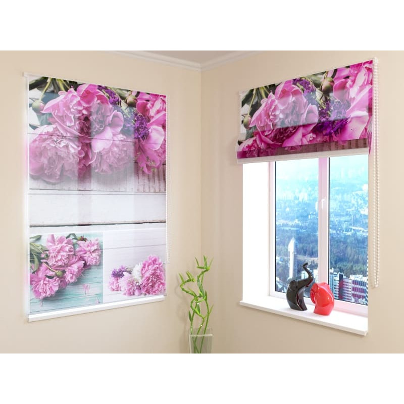 68,00 € Roman blind - with wood and peonies