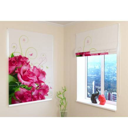 92,99 € Roman blind - with roses and butterflies - FIREPROOF