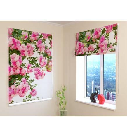 Roman blind - with roses in the background - FIREPROOF