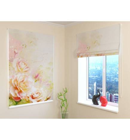 Roman blind - with delicate roses - FIREPROOF