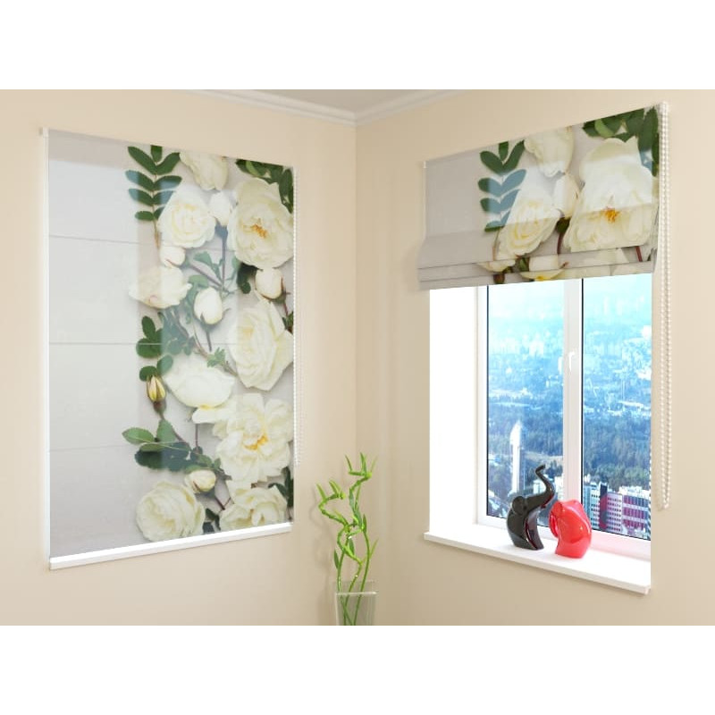 68,00 € Roman blind - with white roses - ARREDALACASA