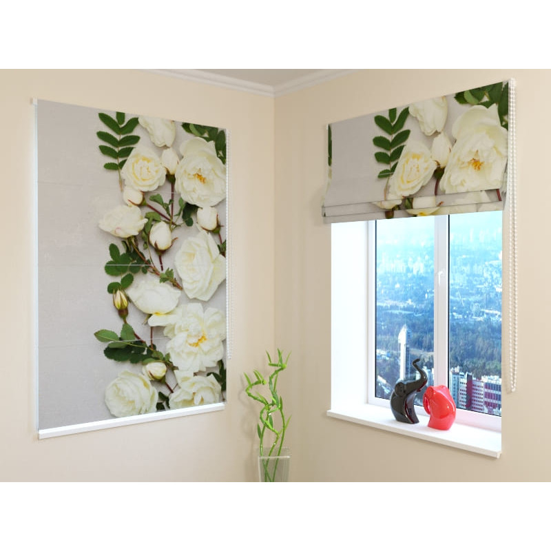 92,99 € Roman blind - with white roses - FIREPROOF