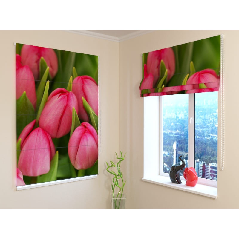 92,99 € Roman blind - with pink tulips - FIREPROOF