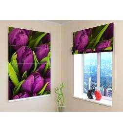 Rimska zavesa - z vijoličnimi tulipani - OGNJEVARNA