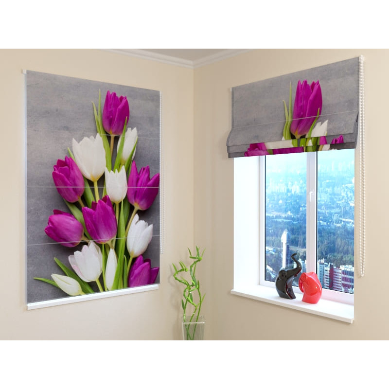 92,99 € Roman blind - with colored tulips - FIREPROOF