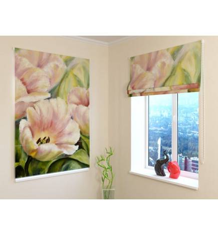 Roman blind - with delicate tulips - OSCURANTE