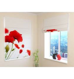 Roman blind - with red poppies - FIREPROOF