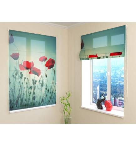 Roman blind - with poppies in the fog