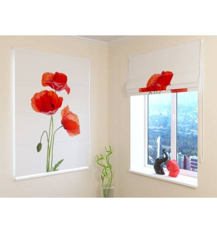 Roman blind - with three poppies - OSCURANTE