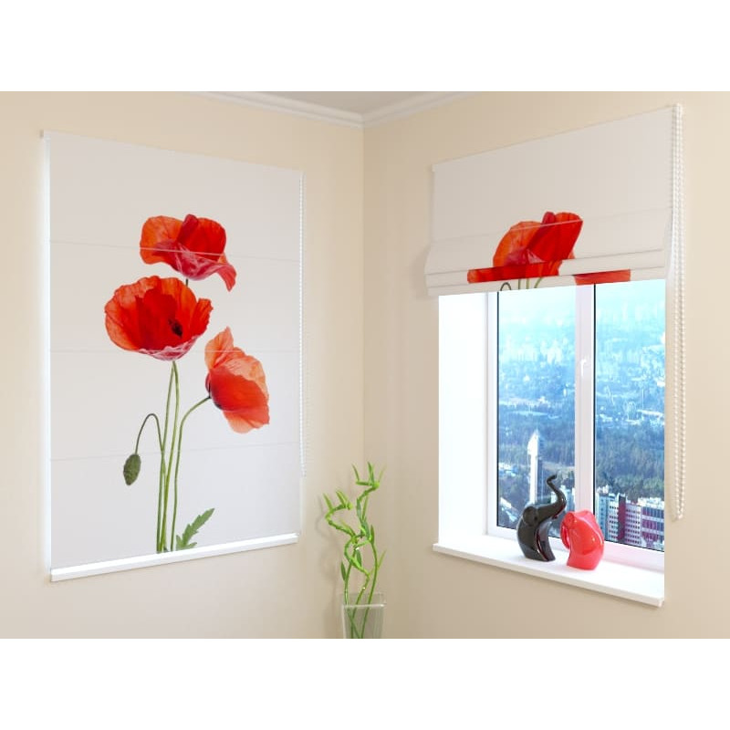 92,99 € Roman blind - with three poppies - FIREPROOF