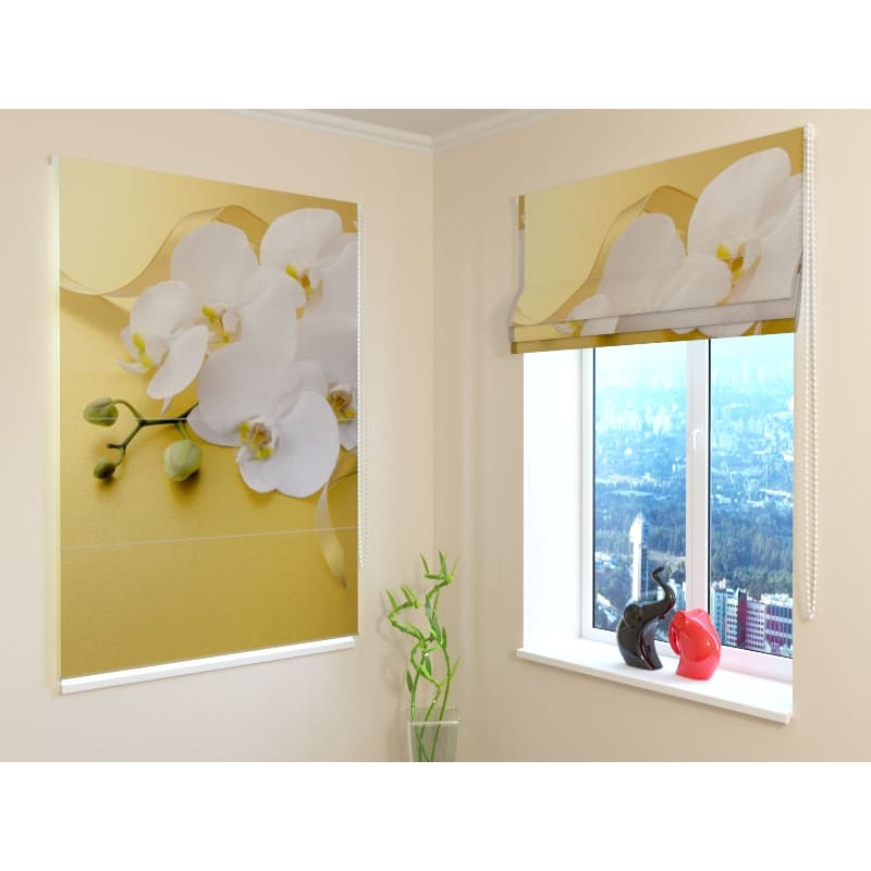 92,99 € Roman blind - with golden orchids - FIREPROOF