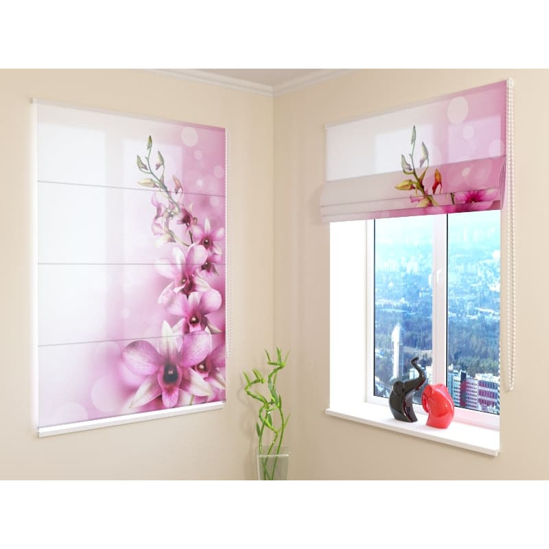 68,00 € Roman blind - with pink orchids - ARREDALACASA