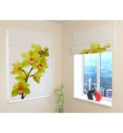 Roman blind - with a branch of orchids - FIREPROOF
