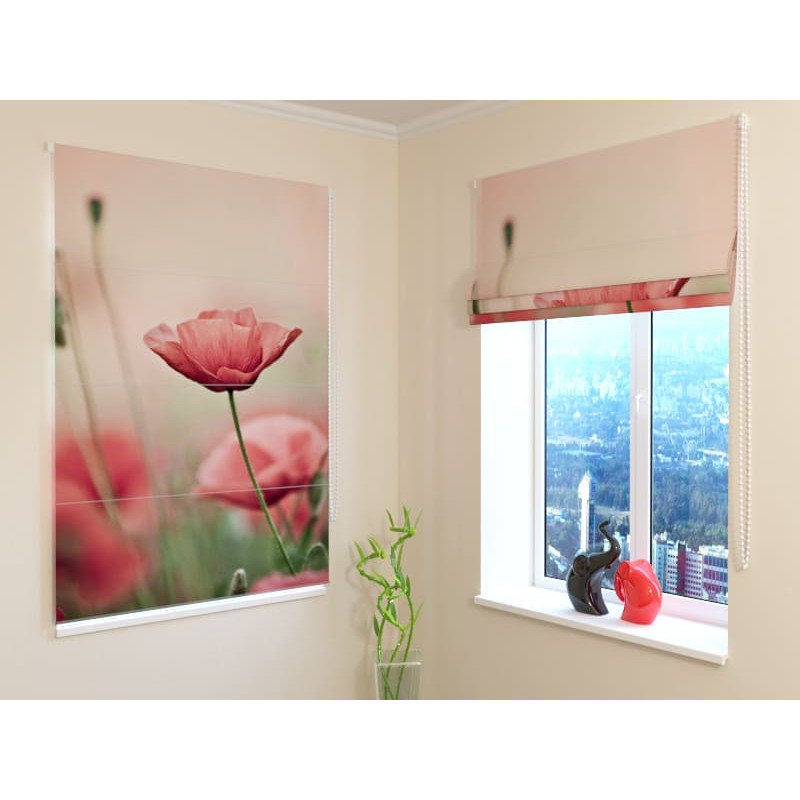 92,99 € Roman blind - with pink poppies - FIREPROOF