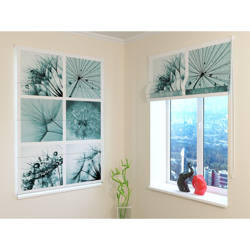 92,99 € Vouwgordijn - collage van wilde bloemen - BRANDVERTRAGEND