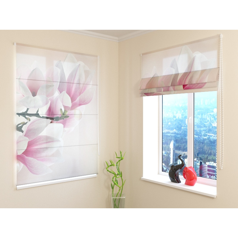 68,00 €Cortina romana - com magnólias rosa - ARREDALACASA