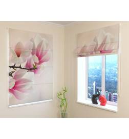 Roman blind - with pink magnolias - FIREPROOF