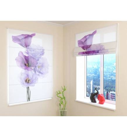 Roman blind - with a bouquet of purple flowers