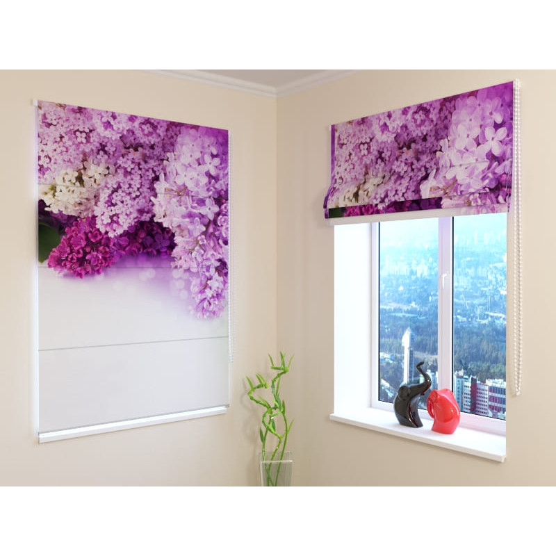 92,99 € Roman blind - with lots of purple flowers - FIREPROOF