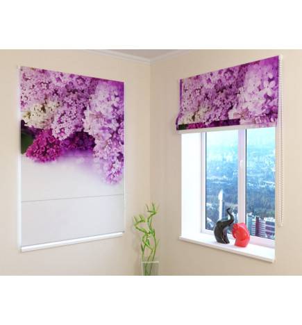 Roman blind - with lots of purple flowers - FIREPROOF