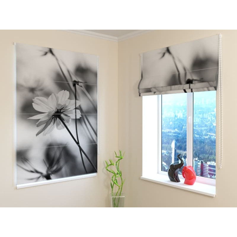68,50 € Roman blind - black and white flowers - BLACKOUT