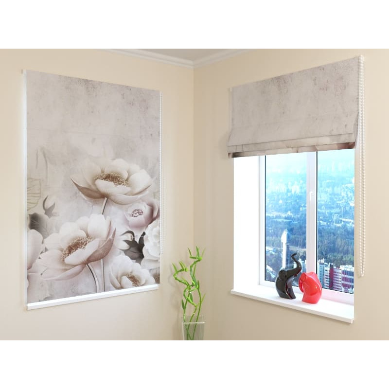 92,99 € Roman blind - with a wall and flowers - FIREPROOF