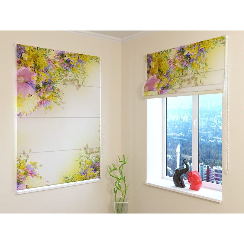 92,99 € Roman blind - with colored flowers - FIREPROOF