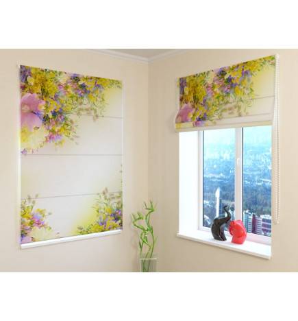 Roman blind - with colored flowers - FIREPROOF
